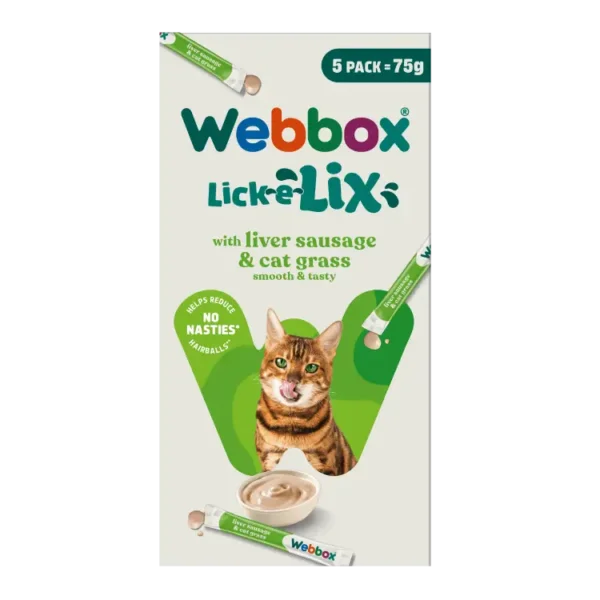 Webbox Lick-e-Lix Liver Sausage & Cat Grass Cat Treats 75g